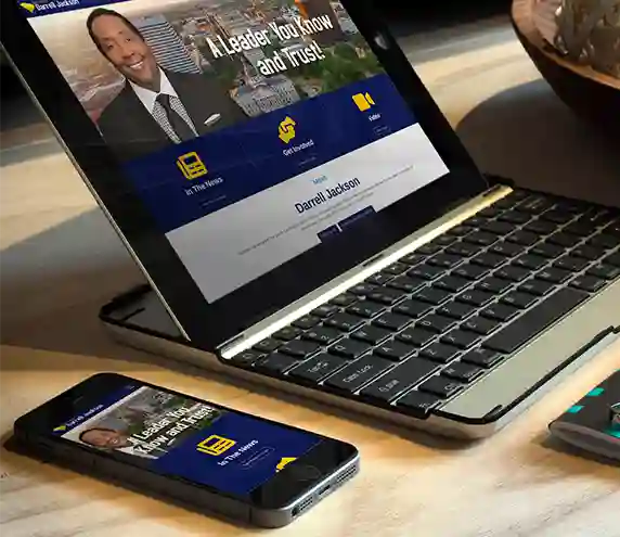 Darrell Jackson for SC Senate website screenshot on a laptop and phone