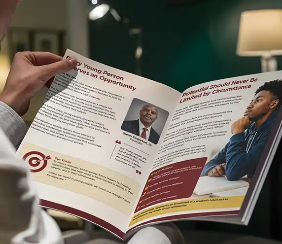 Mockup of a scholarship information booklet