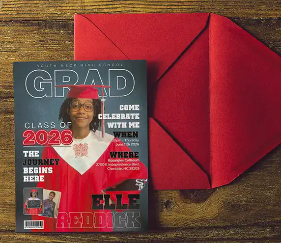 Mockup of a high school graduation invitation