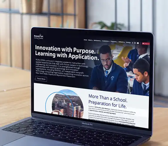 Redemption Christian Academy Website  mockup on a laptop screen