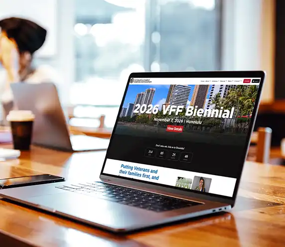 Veterans and Family Forever Website  mockup on a laptop screen