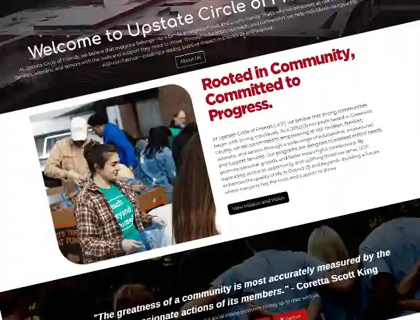 Nonprofit ebsite homepage featuring compelling mission statement prominently displayed, and clear call-to-action