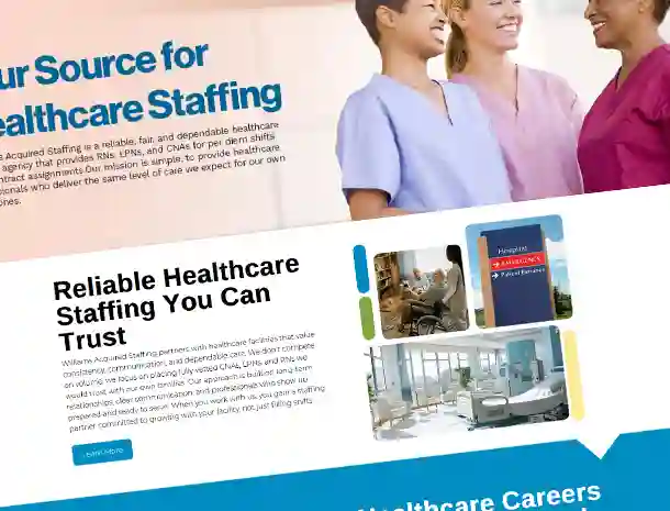 Professional small business website homepage with clear value proposition, product/service showcase, customer testimonials, and prominent contact information